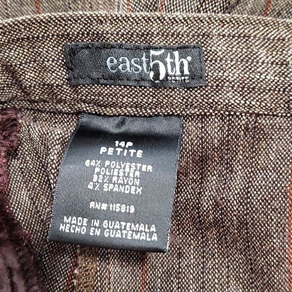 Brown Pinstriped Dress Pants 14P - Picture 2 of 7